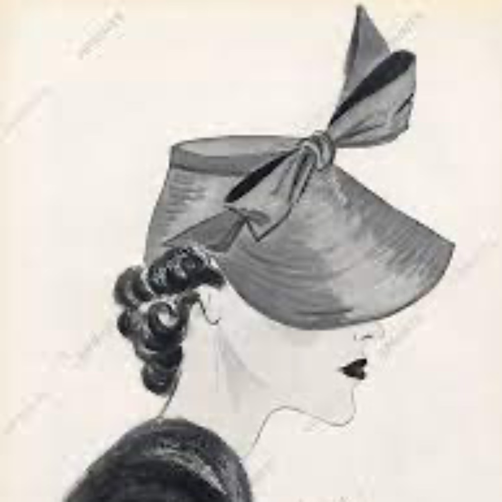 BEWITCHING 1960-70s' GREEN/BLACK STRIPED STRAW HAT WITH LARGE BOW/RHINESTONES - Picture 11 of 11